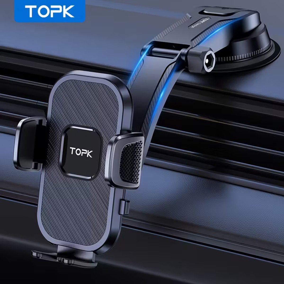 Telefoonhouder Auto Dashboard en Voorruit - Universele Autohouder - Extra sterke Zuignap en Verlengarm - 360 Graden Draaibaar - Geschikt voor Smartphone t/m 6.7 inch - Zwart