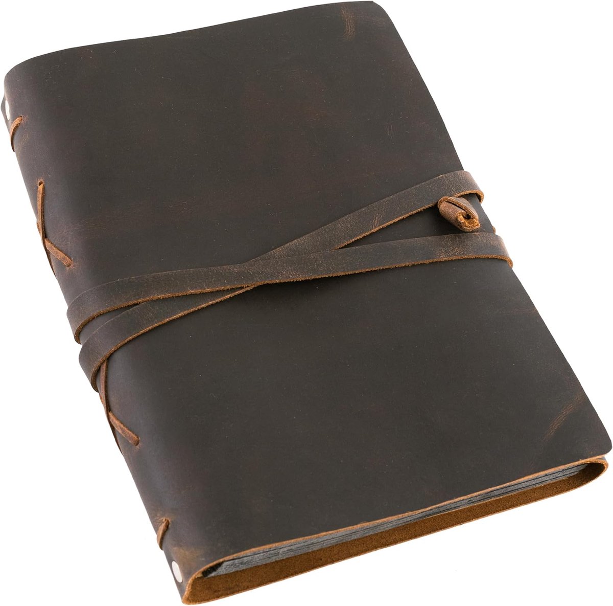 SnelShoppen - Lederen fotoalbum schroot boek - handgemaakt volnerf buffelleer plakboek met lederen band - prachtig bruiloft fotoboek voor herinneringe