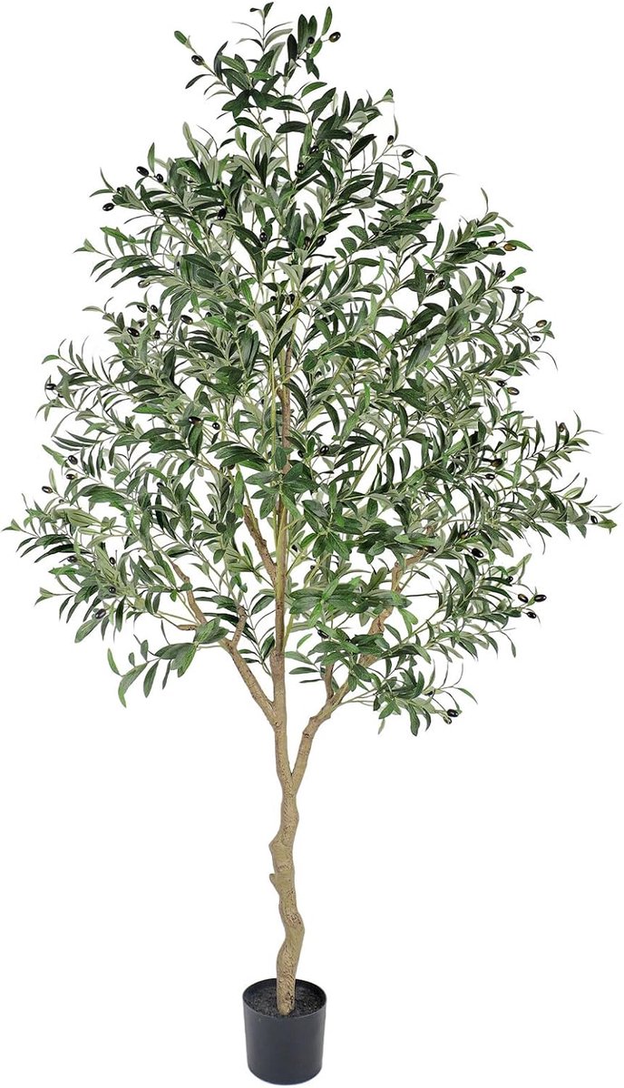 SnelShoppen - Kunstolijfboom 210 cm - Grote Kunstplant - Kunstmatige Olijfboom - Realistische Kunstboom voor Woonkamer, Slaapkamer, Kantoor - Decorati