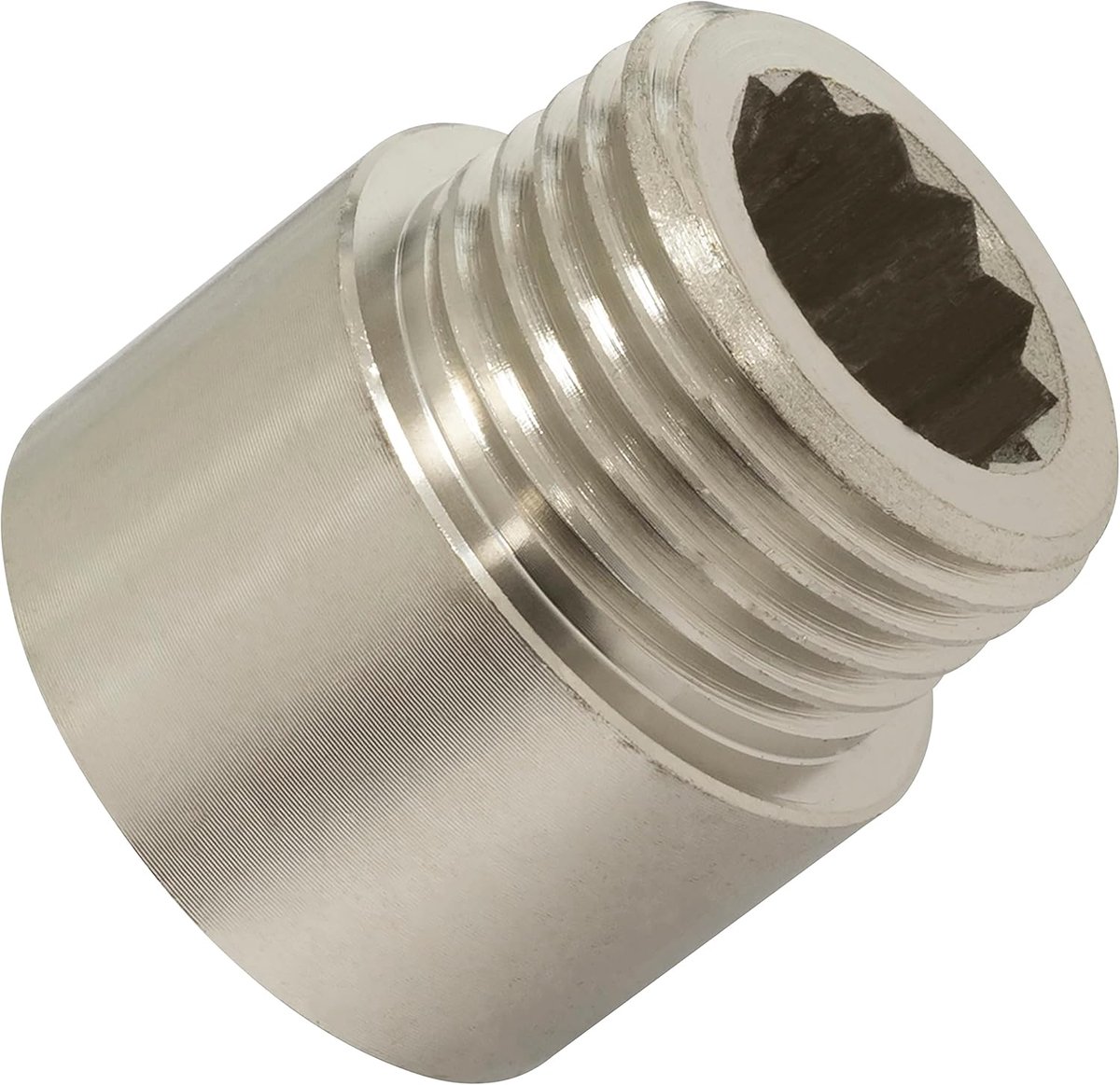 - C66883 - Rechte opschroefbare aansluitconnectorverlenging - 1/2" buiten-/binnendraad - lengte 15 mm - van metaal