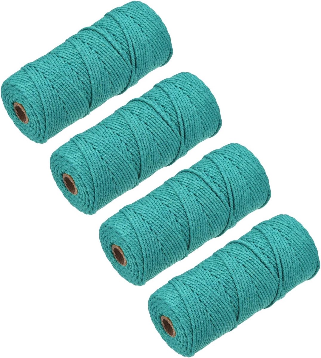 4 stuks katoenen koord, gevlochten, 4 draden, melkgroen, 100 m, diameter 3 mm, om aan de muur te hangen, voor het ophangen van planten, geweven, macraméknopen