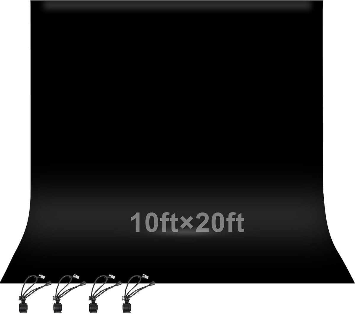 3x6 m Zwarte Fotoluis voor Fotografie | 4 Clips, Grote Zwarte Fotoluis, Polyester Stof, Fotografie, Zoom, Interviews, Livestream