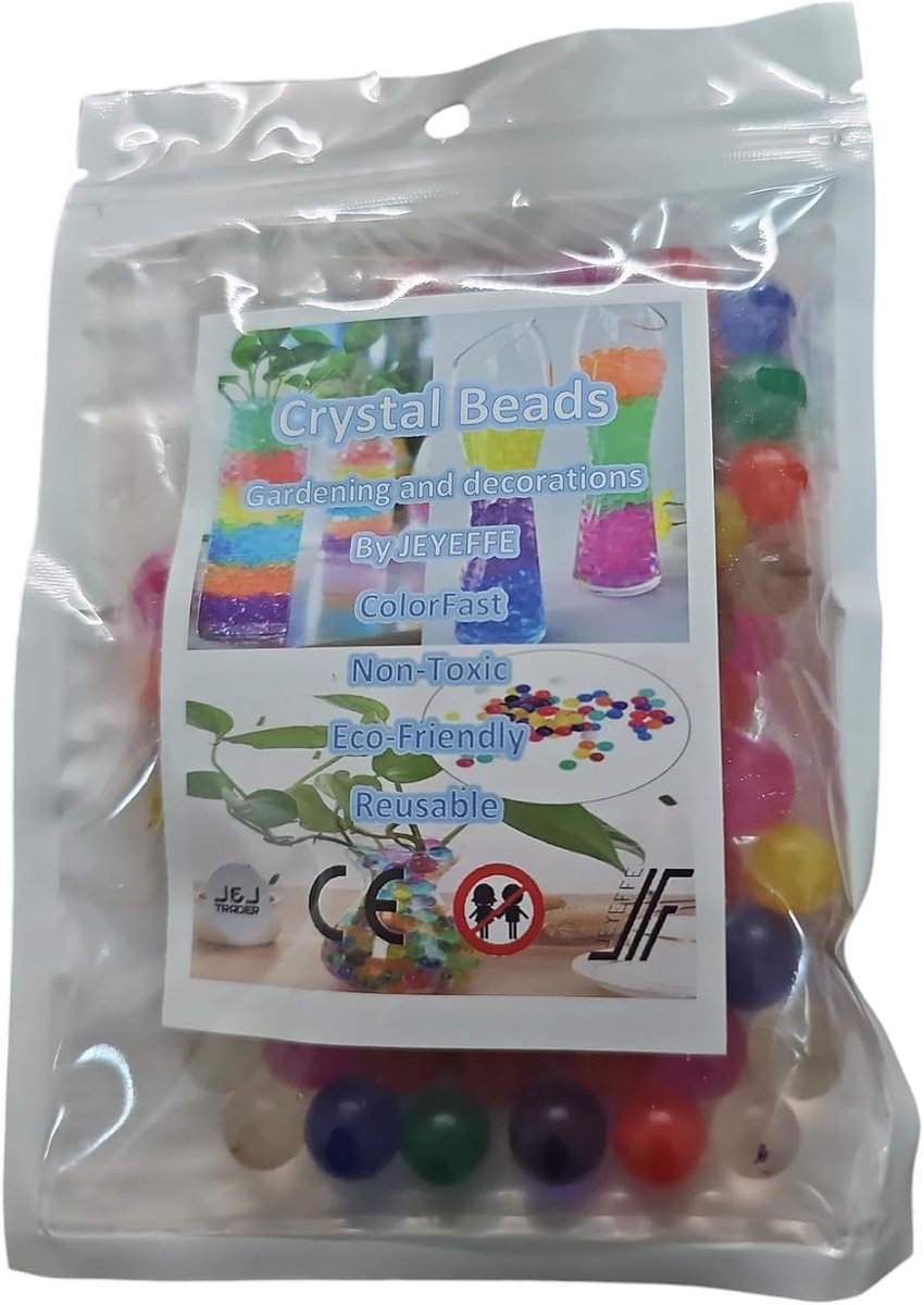 Zak met 40 tot 50 grote hydrogelballen, ideaal voor bruiloftsdecoraties, Kerstmis, tuin, keuken, woonkamer, vaas, 30 g, meerkleurig