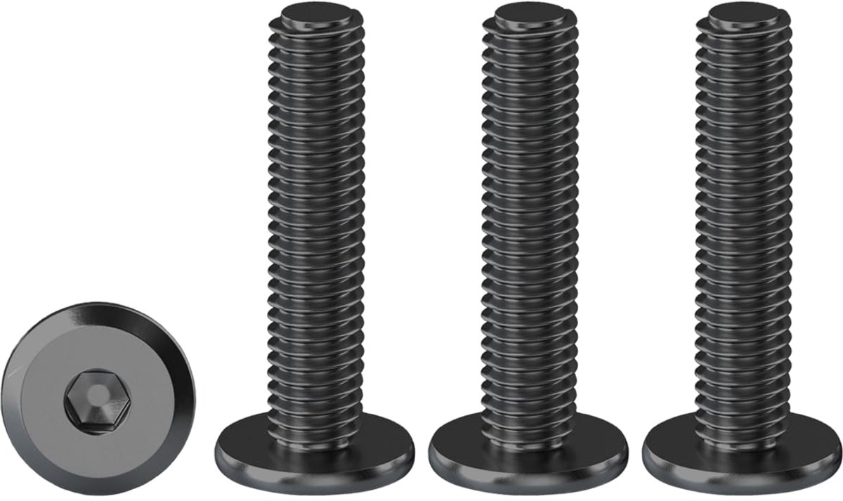 Platkopschroeven Binnenzeskant, M4 schroeven, zwart, lenskopschroeven, roestvrij staal, A2 V2A, machineschroeven, volledige schroefdraad, meubelschroeven, M4 x 30 mm, 20 stuks