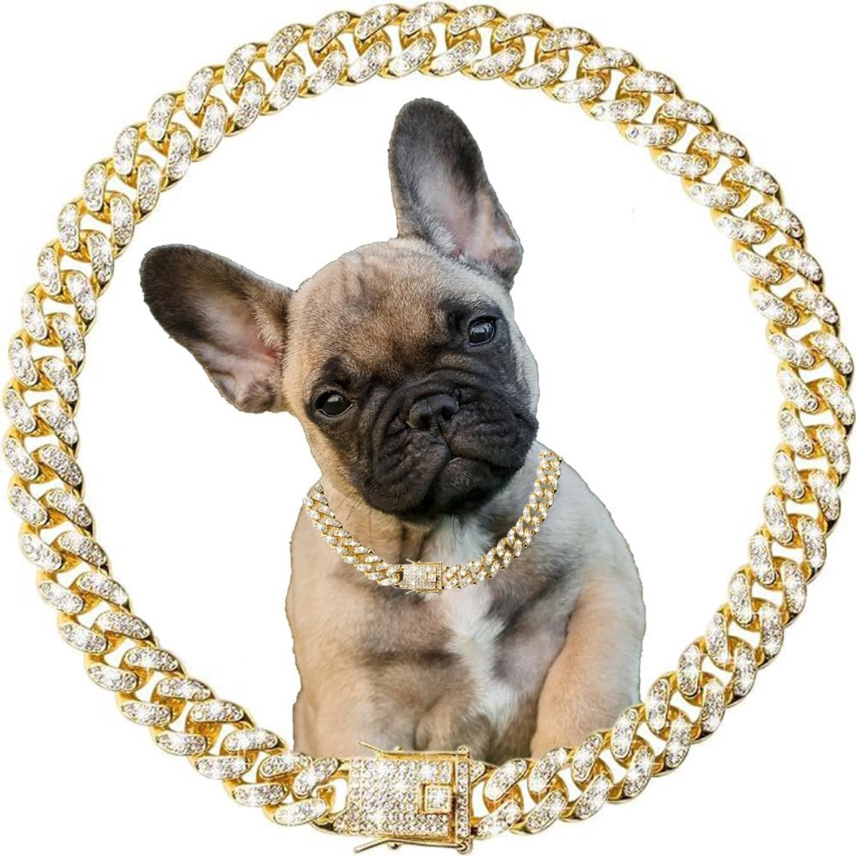 Ketting Hondenhalsband Voor Grote Honden, Glitter Rijnsteen Sparkly Diamant Bling Sieraden Metalen Cubaanse Link Bling Hond Ketting Voor Kleine, Middelgrote, Grote Huisdieren, 50,8 cm