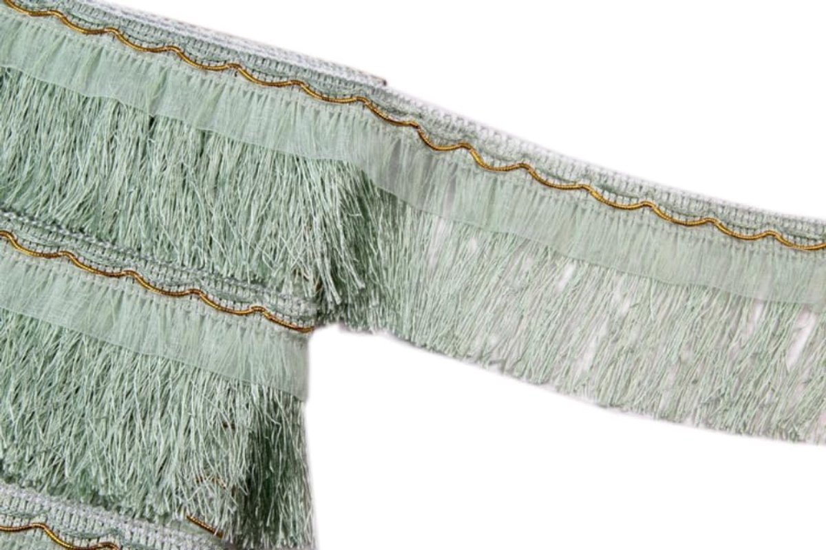 5 meter lang, 10 cm breed, kwastjes, franjes, zijden franjes, trim kantlint, kwastjes, gordijnboord, franjes, kwasttrimmen voor kleding, doe-het-zelf naai-accessoires, lichtgroen