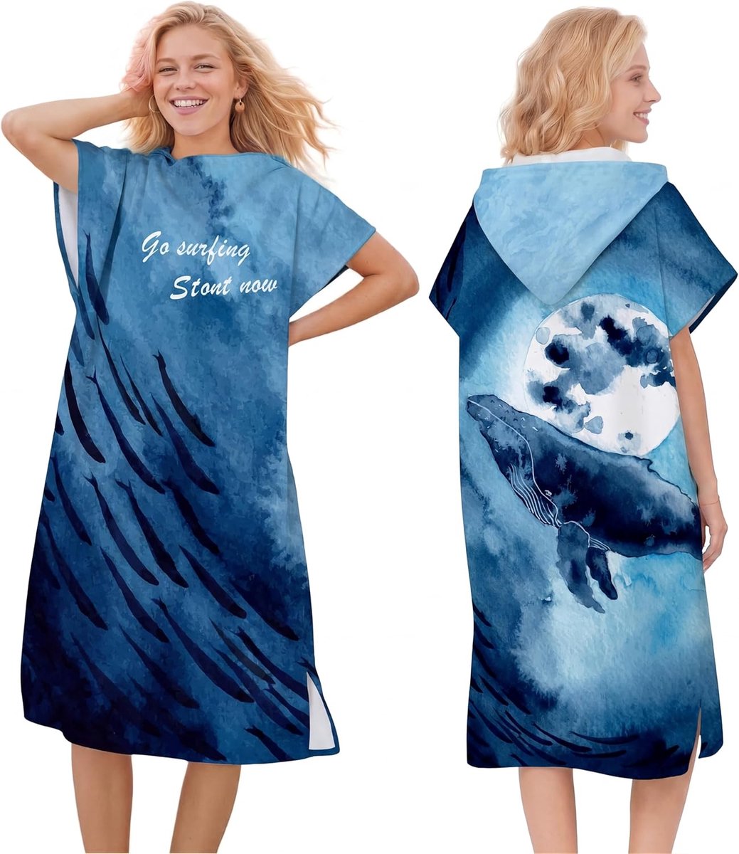 surfponcho, wikkeldoek, badjas, capuchontrui voor volwassenen, mannen, vrouwen of gezinnen, microvezel, zwemmen, strand, surfen, duiken, baden thuis