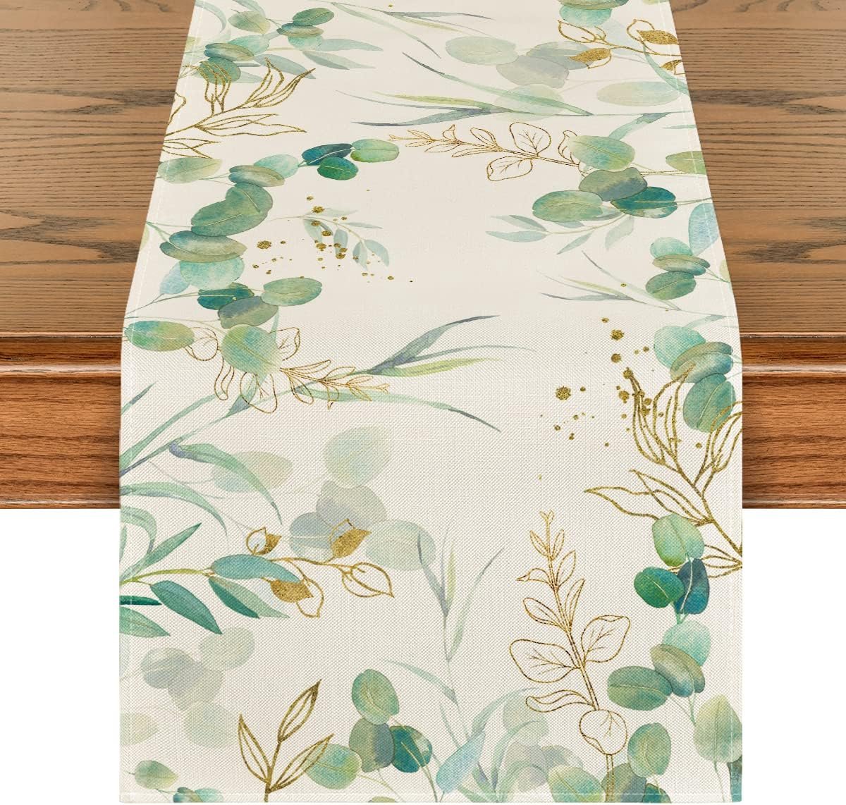 Mode Tafelloper, groen, eucalyptus, voor de zomer, decoratie voor bruiloften, keukens, decoratie voor binnen en buiten, vakantie, feest, woonkamer, 40 x 240 cm