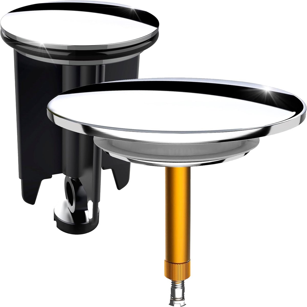 Rosenfeld Home Stop voor wastafel, universeel, 40 mm, van messing, in hoogte verstelbaar, ook geschikt voor badkuip, 72 mm