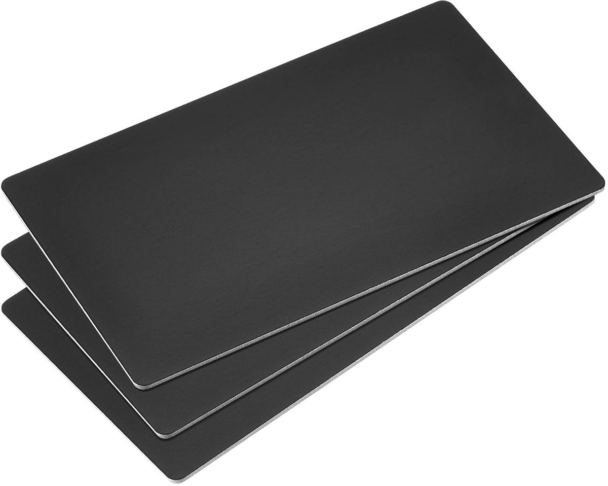 sourcing map 3stk. Lege metalen kaart 100x60x1mm geanodiseerd aluminium plaat zwart