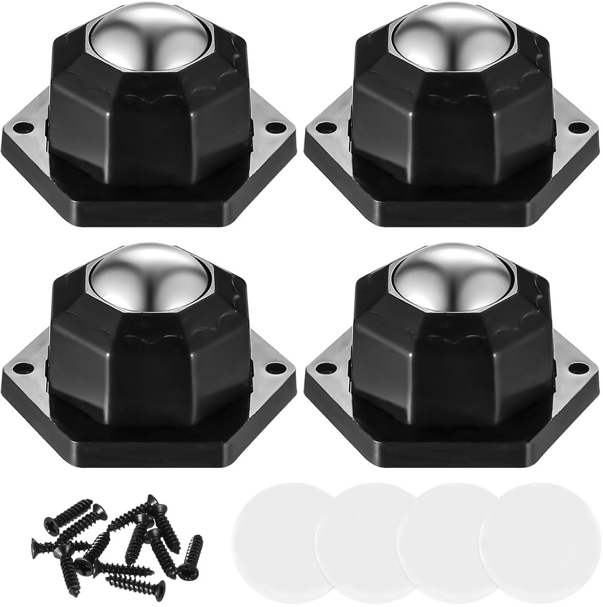 4 Stuks Meubelrollen Klein, Kogelrollen voor Meubelroller Kogelrollen Zware Last Rollen, 360° Draaibare Zelfklevende Meubelrollen Plat voor Meubel Tafelrollen Keukengerei Rollen, Draagkracht 200Kg+