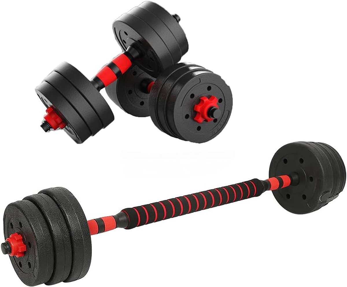 2-in-1, verstelbaar, voor spiertraining en gewichtheffen, totaal gewicht 20 kg