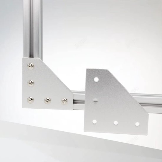 4040 Hoekbeugel Plaat L Vorm 5 Gat 90 Graden Buiten Verbindingsplaat met M6x16mm Schroeven en T-Moeren voor 40 x 40mm Serie Aluminium Extrusieprofiel, 8pcs/Pack (Zilver-4040 L Vorm) — afbeelding 3