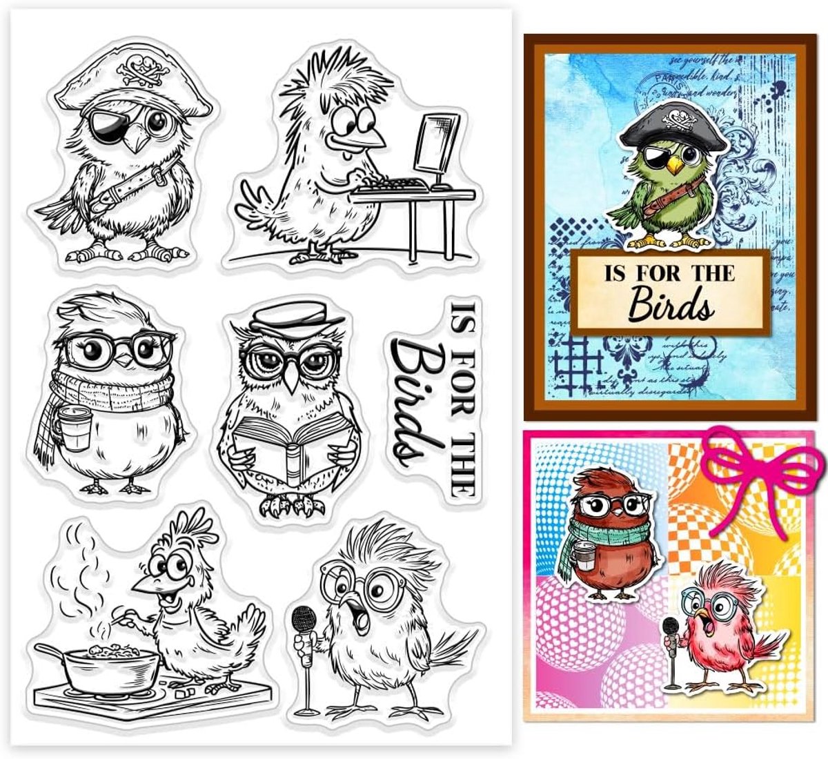 Beroep Vogel Heldere Stempels voor Scrapbooking Cartoon Vogel Uil Papegaai Siliconen Stempels Grappig Dieren Thema Transparante Stempel voor Kaart Maken DIY Embossing Journaling