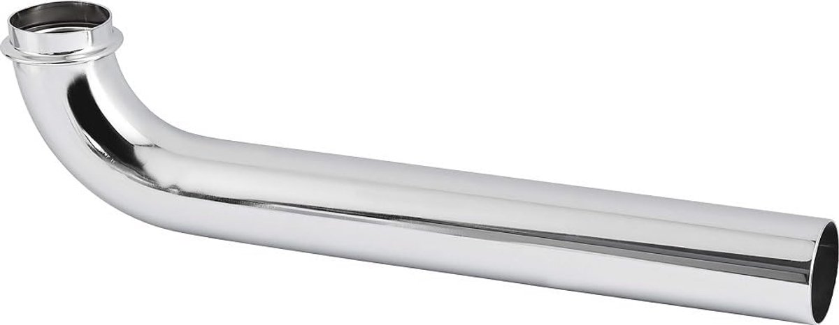 Afvoerpijp 90° - 1 1/4 inch x 32 mm - 250 mm lengte - voor aansluiting van de afvalwateraansluiting - verchroomd metaal - onderhoudsvriendelijk & corrosiebestendig / TEC318204
