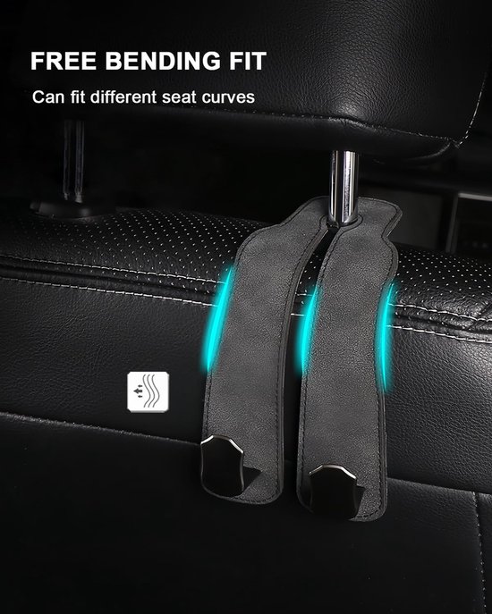 autohaken, 2 stuks, autostoel, dubbele haak, rughaak, universeel, achterbank, hoofdsteun, autohaakhouder voor boodschappentassen, handtassen, auto-accessoires, interieur, haken, — afbeelding 4