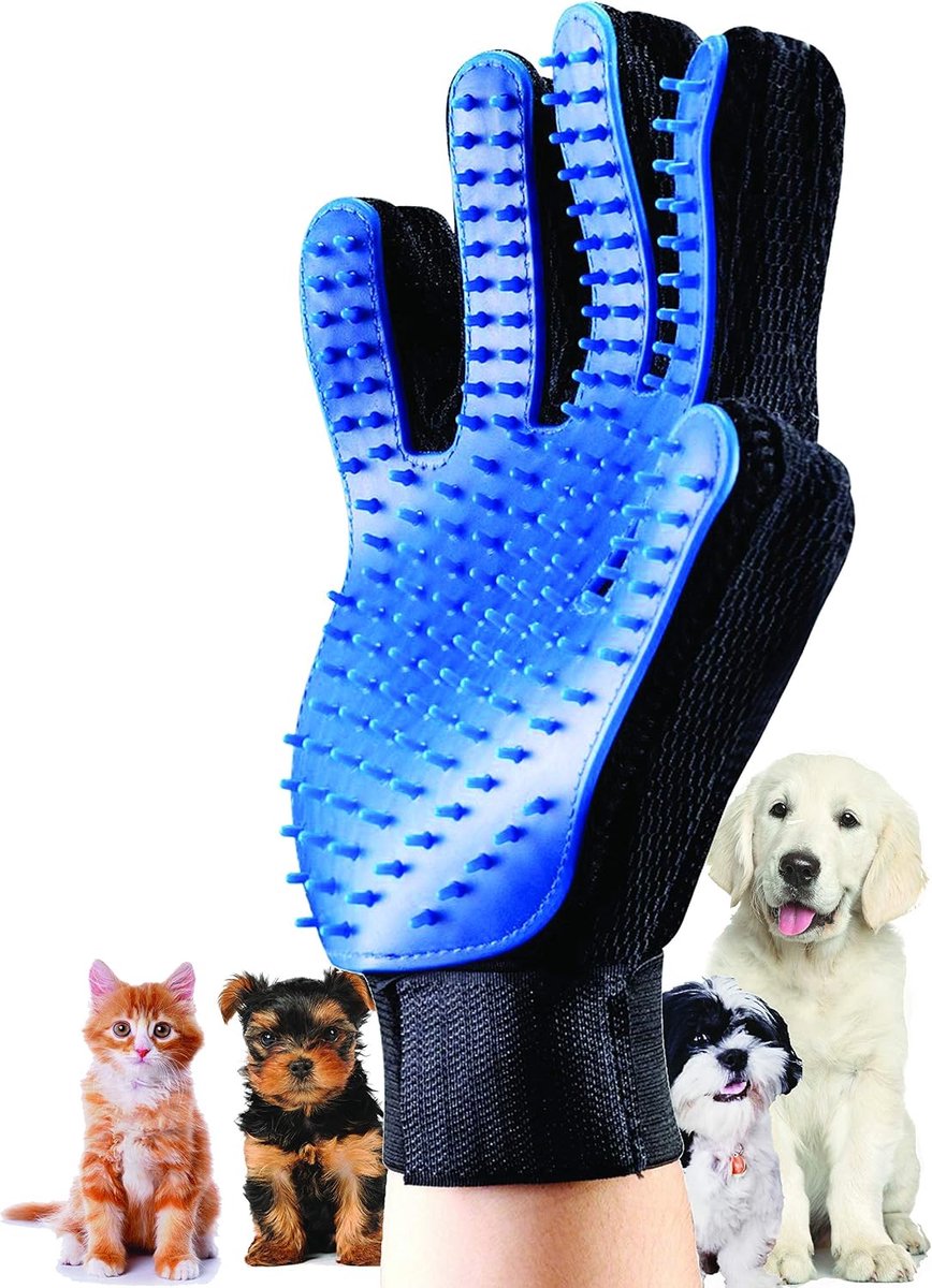 Vachtverzorgingshandschoenen voor honden en katten – reiniging van dierenharen van rubber (1 handschoen)