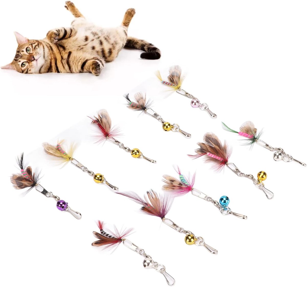 Feather Toy-navullingen - 10st Natuurlijke Veer Vervangende Teasers Om Het Jachtinstinct Van Uw Kat Aan Te Wakkeren
