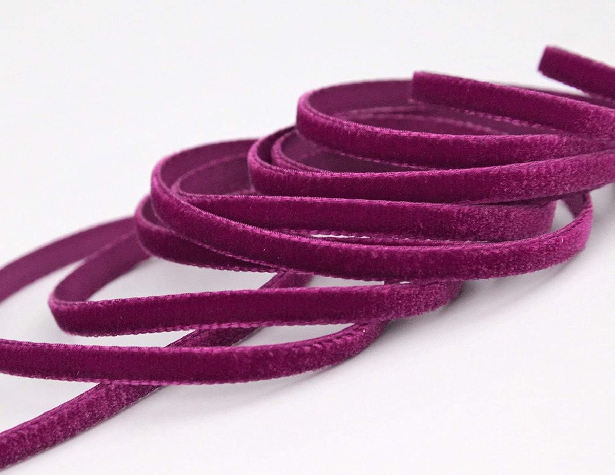 Fluwelen lint, 3 m x 9 mm, 390 bordeaux, decoratief lint, velours, bessen, eenzijdig fluweel, vastrand, voor het naaien of decoreren