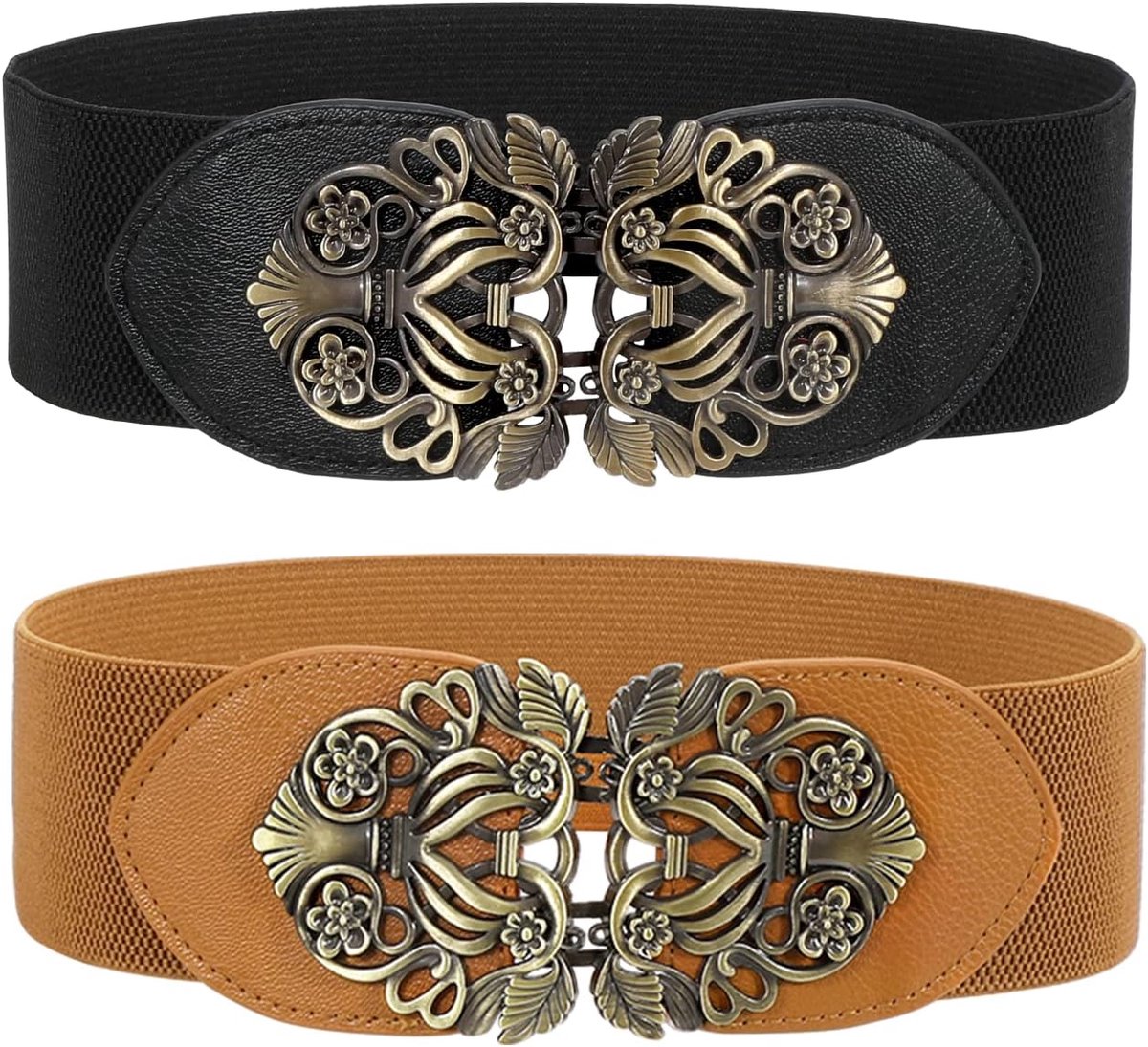 Elastische riem voor dames, skinny riem voor jurken, retro stretch, tailleriem, dunne riem met gesp, 4 stuks
