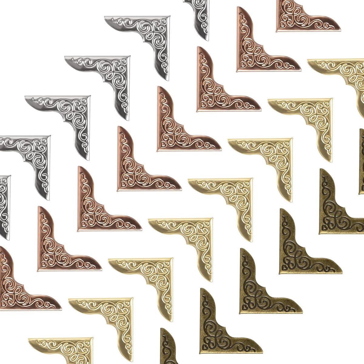 boekhoeken, 160 stuks kleine boekhoekbeschermer ijzeren hoek driehoek decoratieve trim vintage albumhoeken voor scrapbooking menu's, 4 kleuren