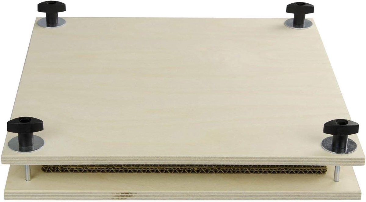 Bloemenpers, Van Berkenmultiplex, Met 4 Kartonnen Inzetstukken, 300 x 300 x 9 mm