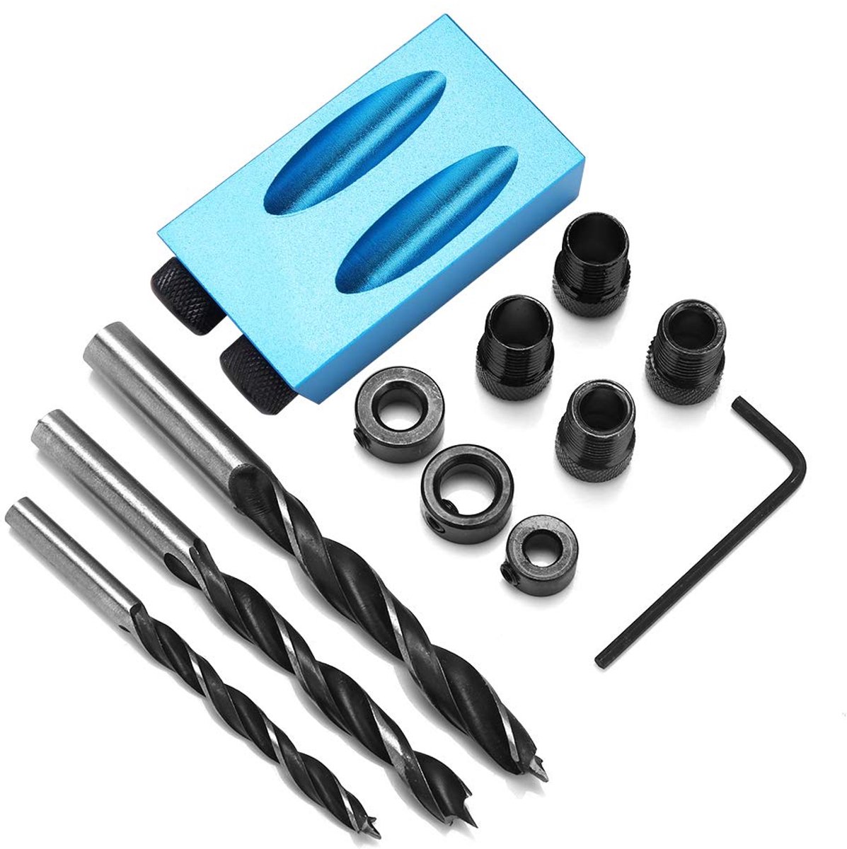 14 stks 15 ° Pocket Gat Jig Kit, Aluminium Houtbewerking Tool Puncher Klepstandsteller Met Inbussleutel Voor Het Verbinden van Houten Planken
