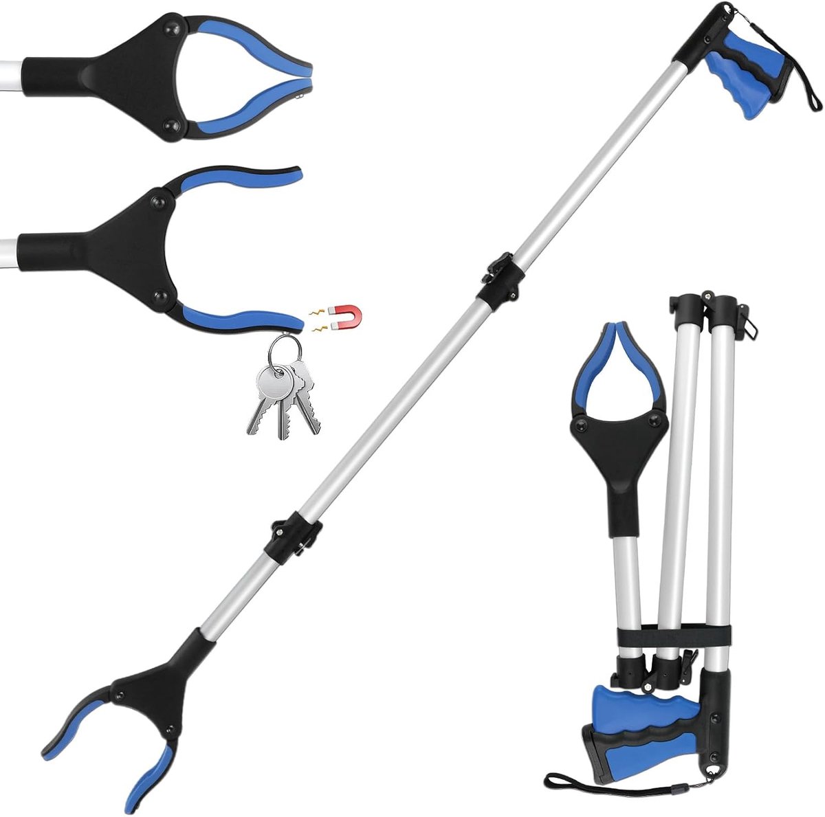 extra lang, 106 cm, uittrekbaar pincet voor ouderen, telescopische magneetstaaf voor gehandicapten en ouderen, grijper voor afval en fruit