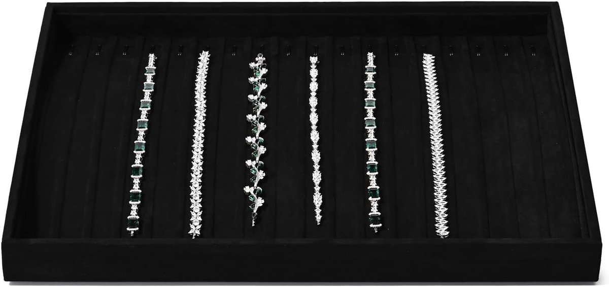 Zwart microvezel sieradendienblad sieraden organizer opbergdienblad voor lange ketting armband grote halsketting