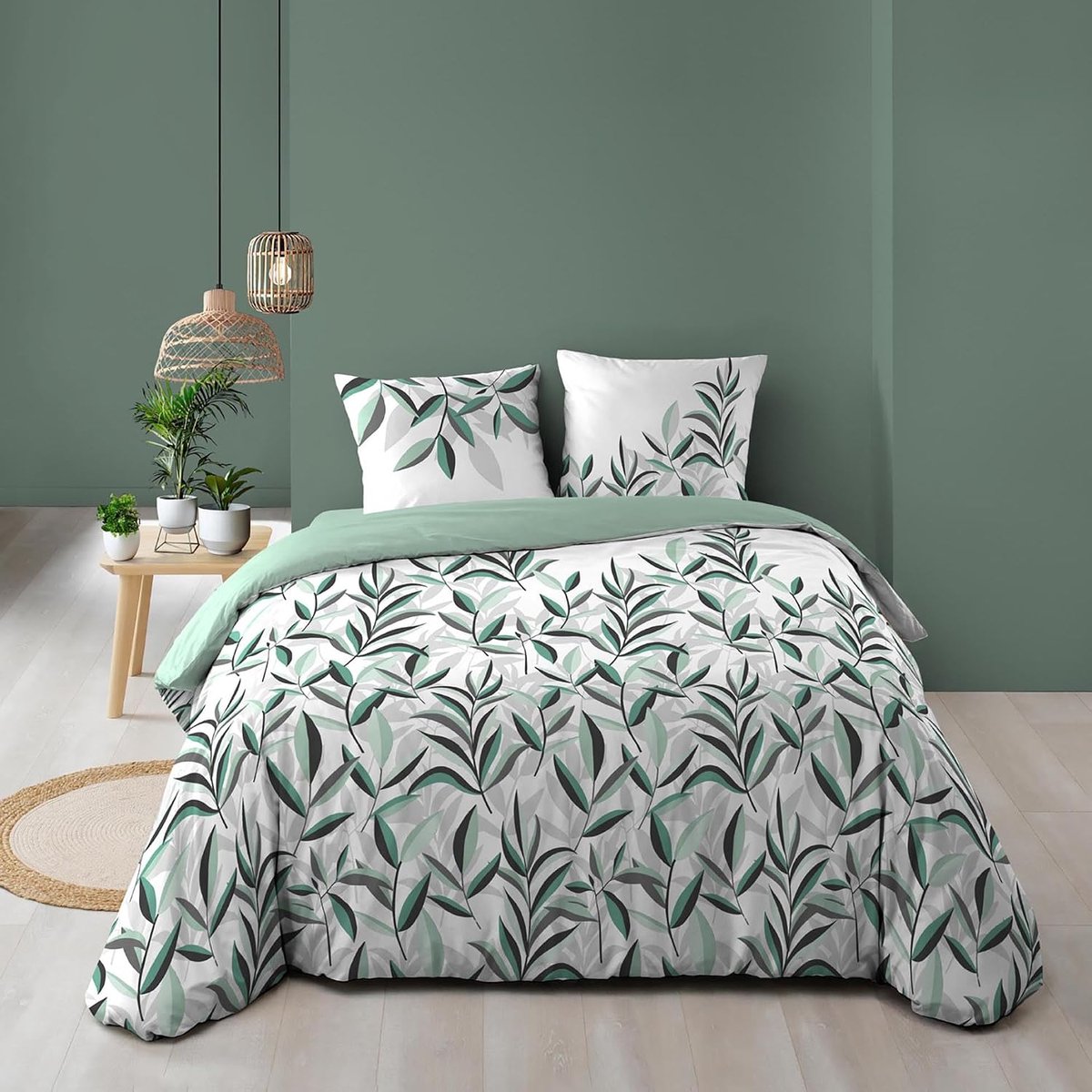 d'Intérieur, Beddengoedset, 3-delig, 240 x 220 cm, Eldorado, groen, 100% katoen