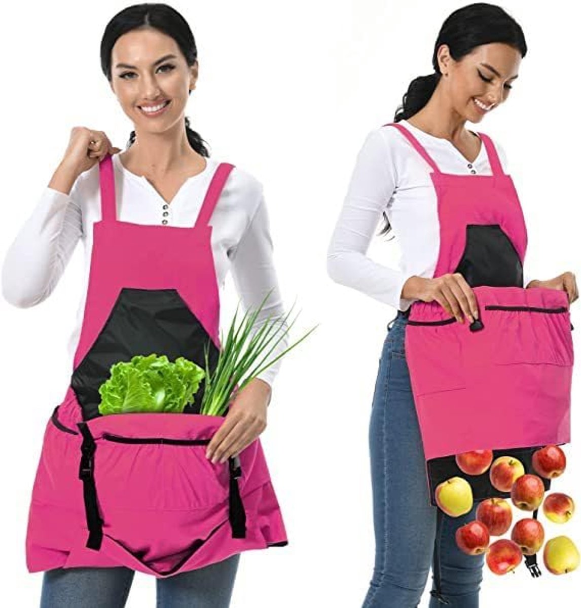 tuinschort, canvas werkschort met zakken, waterdicht keukenschort, tuinbouw, fruit- en groentetas voor dames en heren