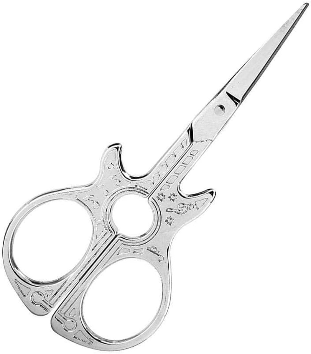 vintage naaischaar gitaar vorm schaar roestvrij staal huishoudelijke schaar voor doe-het-zelf handwerk naald werk kunstwerk (zilver)