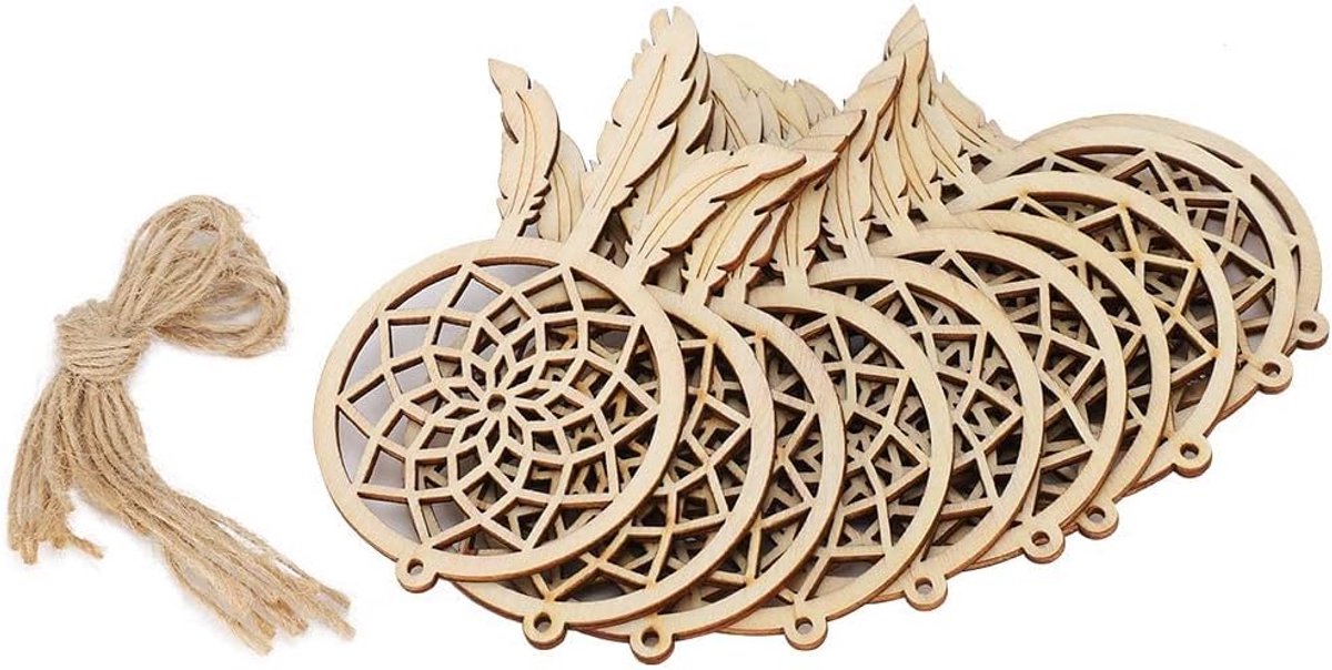 20 Stuks Houten Ornament, Dromenvanger Hangdecoratie Handgemaakt Woonaccent voor Interieurversiering