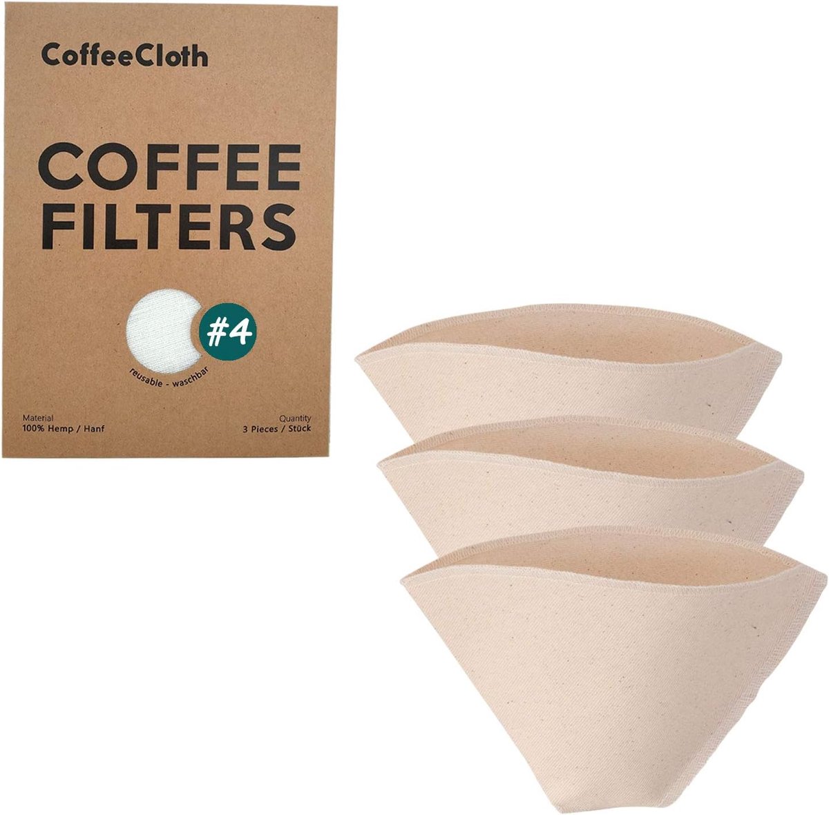 Herbruikbare stoffen koffiefilters 100% biologisch katoen ecologische filterzakken voor koffiemachines en handfilters Permanent koffiefilter Herbruikbaar filter Permanent filter (Maat 4)