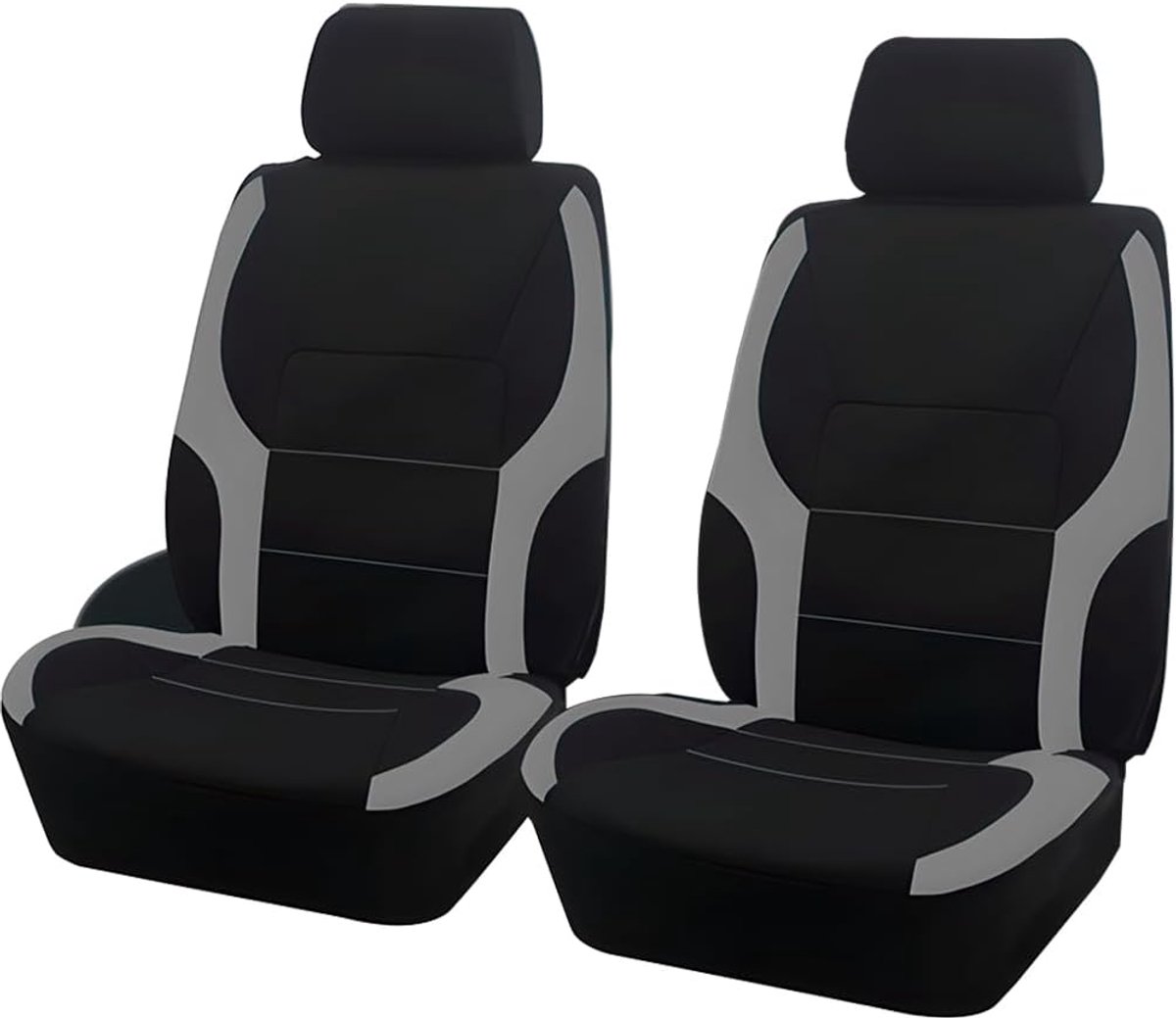 Autostoelhoezen, complete set, 4 stuks, voorstoelhoezen voor auto's met hoofdsteunhoezen, universele autostoel, reliëfbescherming, stoelaccessoires, interieur, sedan (grijs)