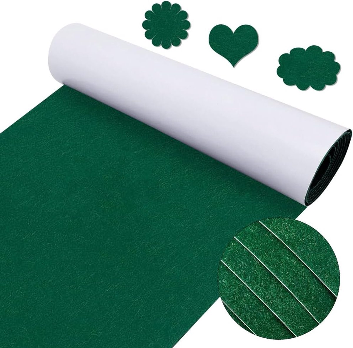 220x40cm Zelfklevende achterkant Stick vilt, EUBSWA Zelfklevende viltbladen voor DIY Box Liner, fotolijsten, stoelpoten, 1mm dik (Groen)