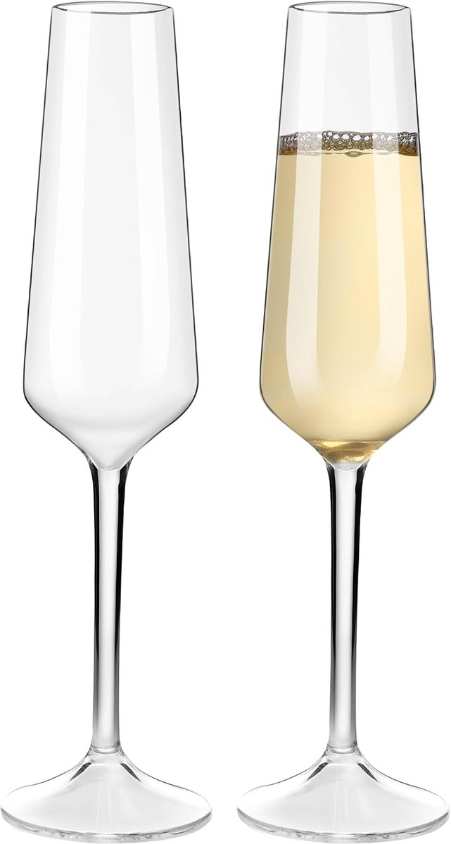 Onbreekbare Champagne Glazen Plastic, 224ml Herbruikbare Champagnefluit Met Steel, Voor Bruiloften, Camping & Feesten, 2 Stucks