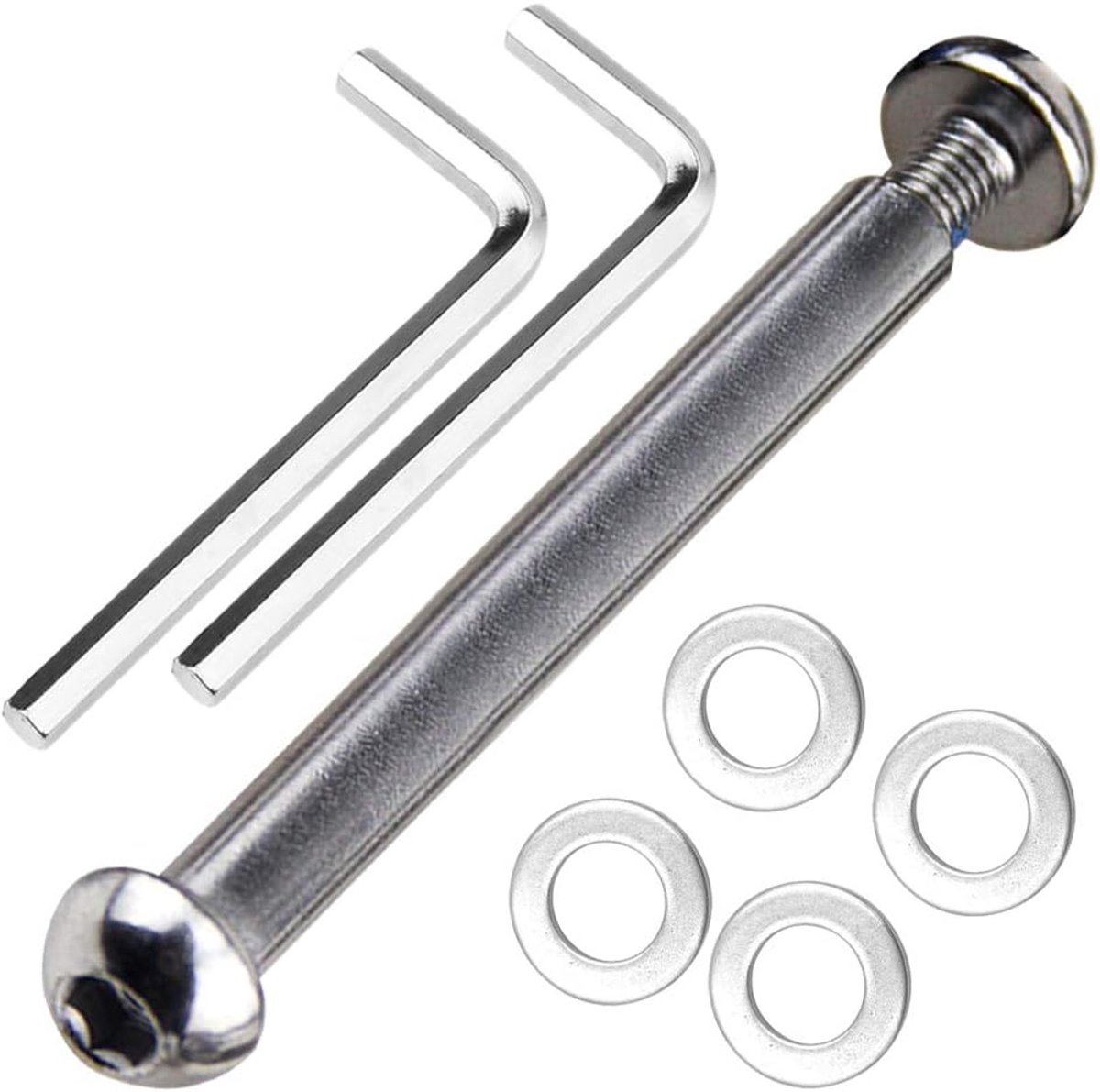 Voor- en achterasbout M8 8 mm x 28 mm - 86 mm van 8,8 koolstofstaal voor freestyle-scooter, jongeren/volwassenen, capaciteit 800 kg