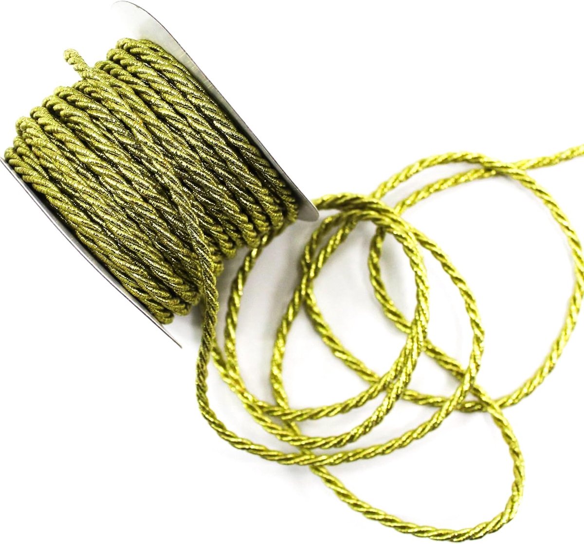 15m x 4mm Lurex draaiende koord glanzend koordband Dekoband lusband gouddraad snoer (goud-glans)