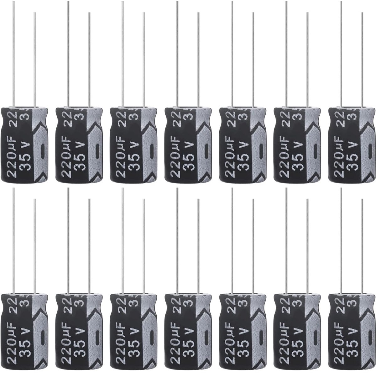 Condensatoren 220uF 35V Elkos condensator 220μF 35Volt Aluminium Elektrolytische condensator 8x12MM Electrolytische Capacitors 220 uF MFD 105 °C (verpakking van 15 stuks)
