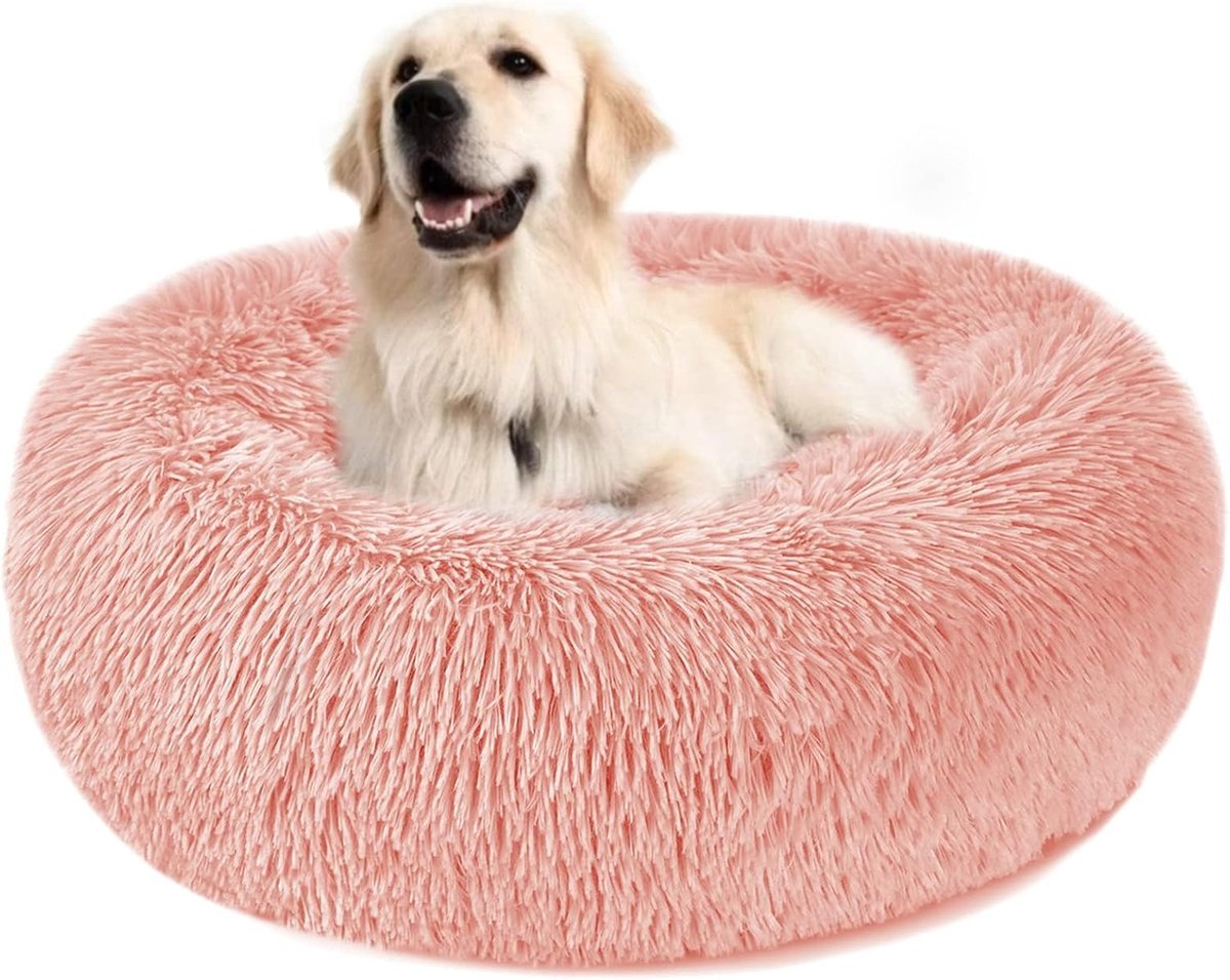 Kattenbed Fluffy Rond Gemaakt van Pluche - Donut Knuffelbaar Hondenkussen Hondenmand Wasbaar M/L/XL voor Kleine, Middelgrote en Grote Honden, Katten en Andere Huisdieren