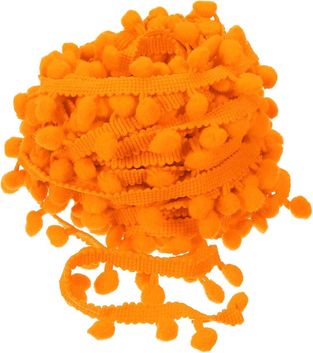 10 yards pompon bal fringe trim, lint naaien accessoire DIY ambachten voor woongordijnen kleding kussen decoratie (8 mm, oranje)