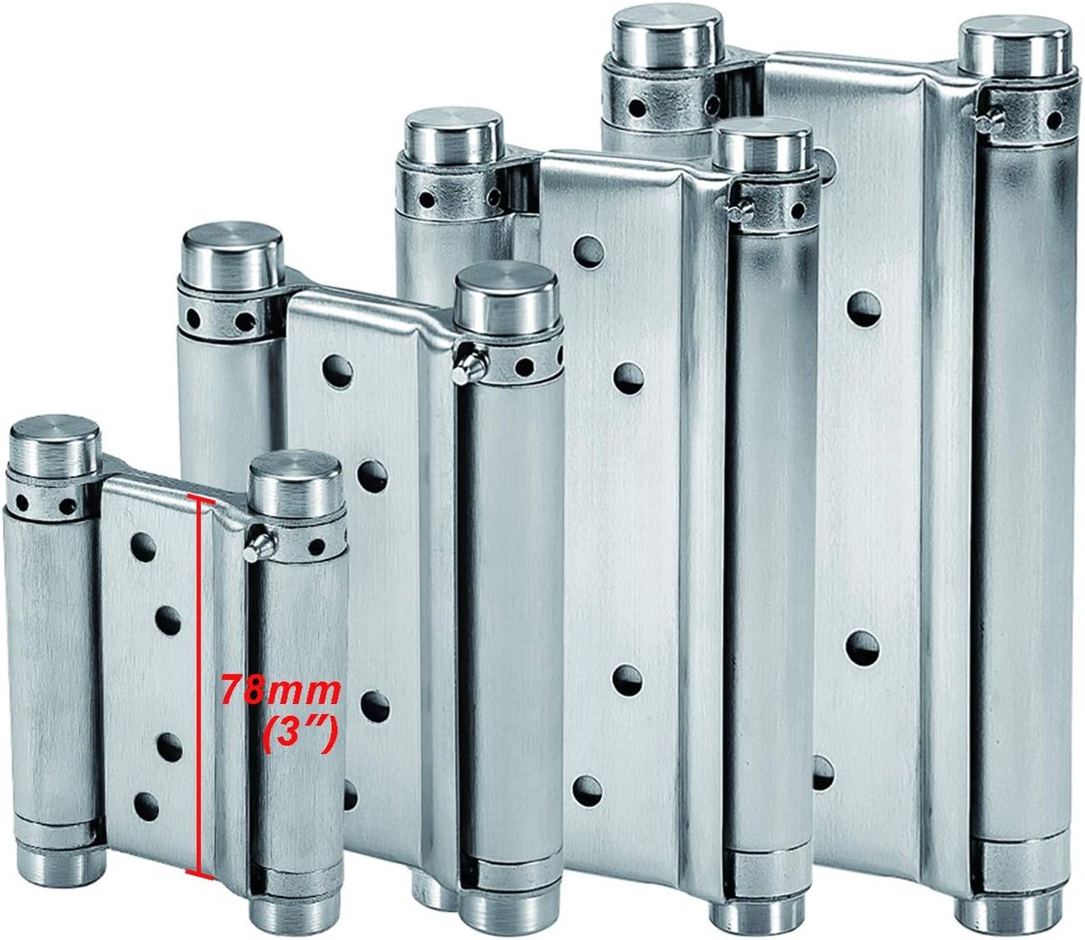 Dubbelwerkende Roestvrijstalen Veerscharnieren 3” (78mm) Zelfsluitend voor Draaideuren Freegate Deurscharnier van Salon Café Bar Aanrechtdeur Laadvermogen 10kg Satijn (2 Pcs)