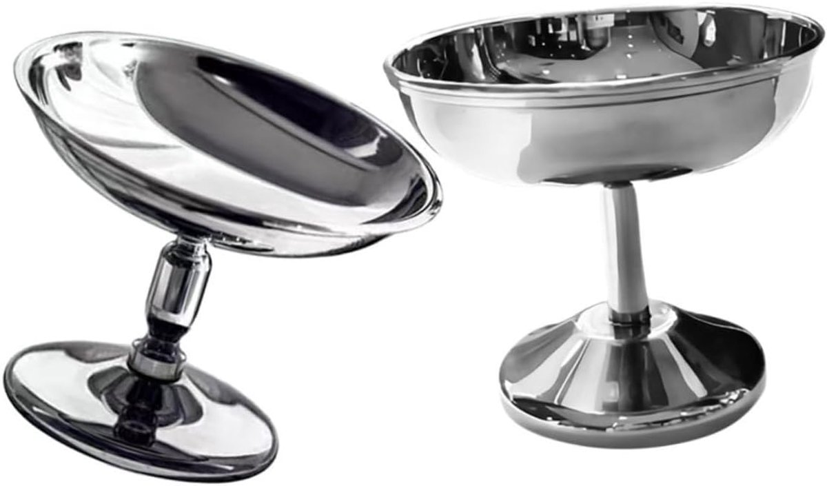 2 stuks saladebekers van roestvrij staal, dessertschaal, ijsbeker, drinkbeker, voorgerechtenbeker voor feestjes, ijsbeker met voet, yoghurtbeker, dessertbeker, snoep, fruitcontainer