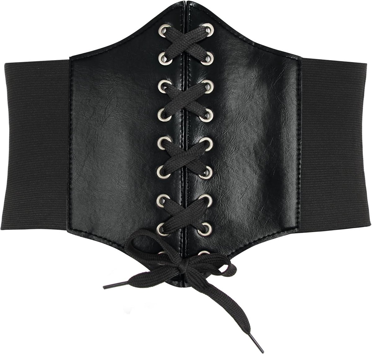 Elastisch korset voor dames, veterriem, retro riem, Tied Waspie riem, taille heupriem, vier maten, Knoopsluiting zwart, L