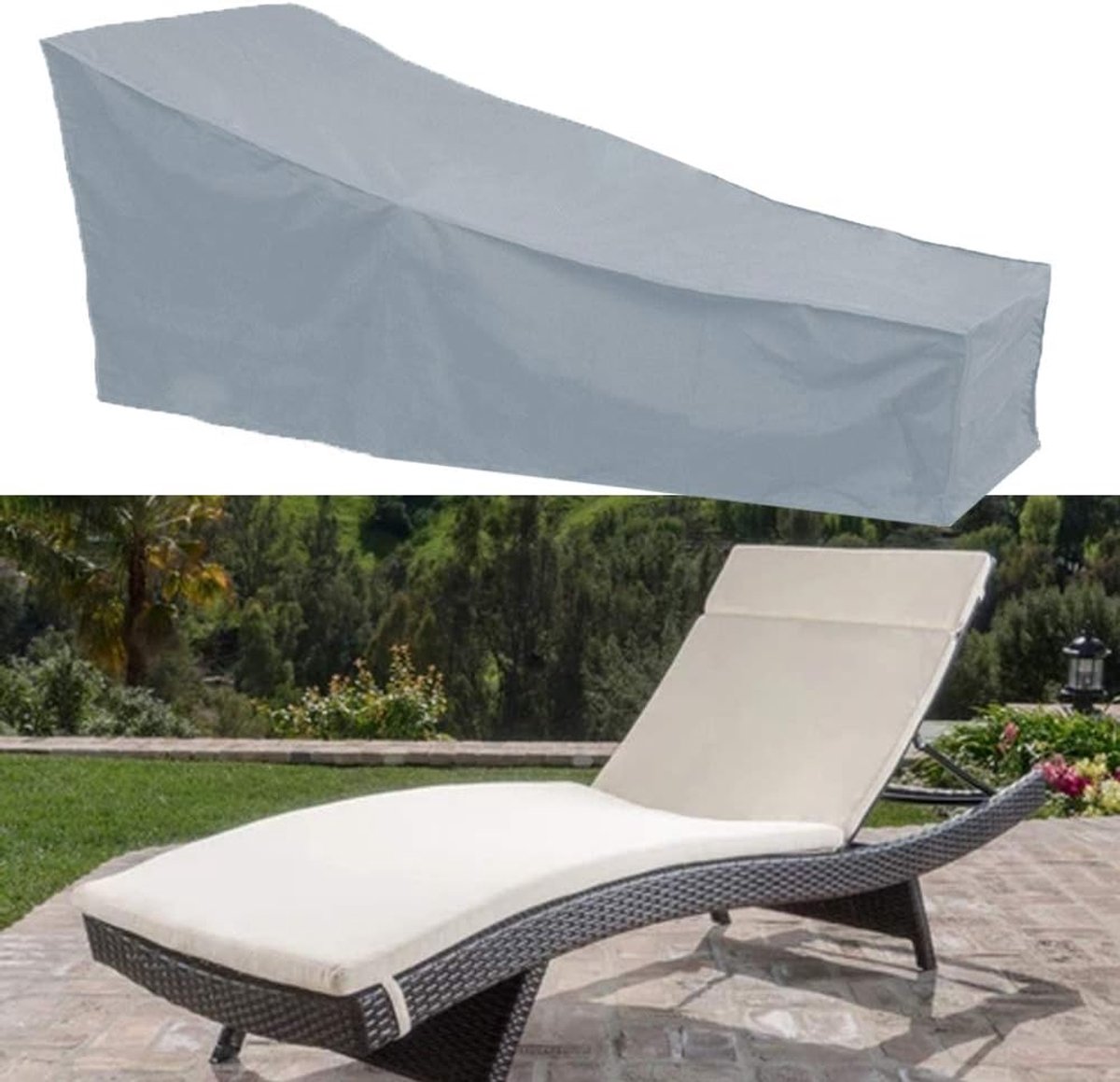 Ligstoelhoes voor tuin - Waterdichte hoes voor tuinligstoel met duurzaam 210D materiaal, dekzeil voor tuinmeubelen, zonnebadhoes - (afmetingen 208 cm L x 76 cm B x 78 cm H)
