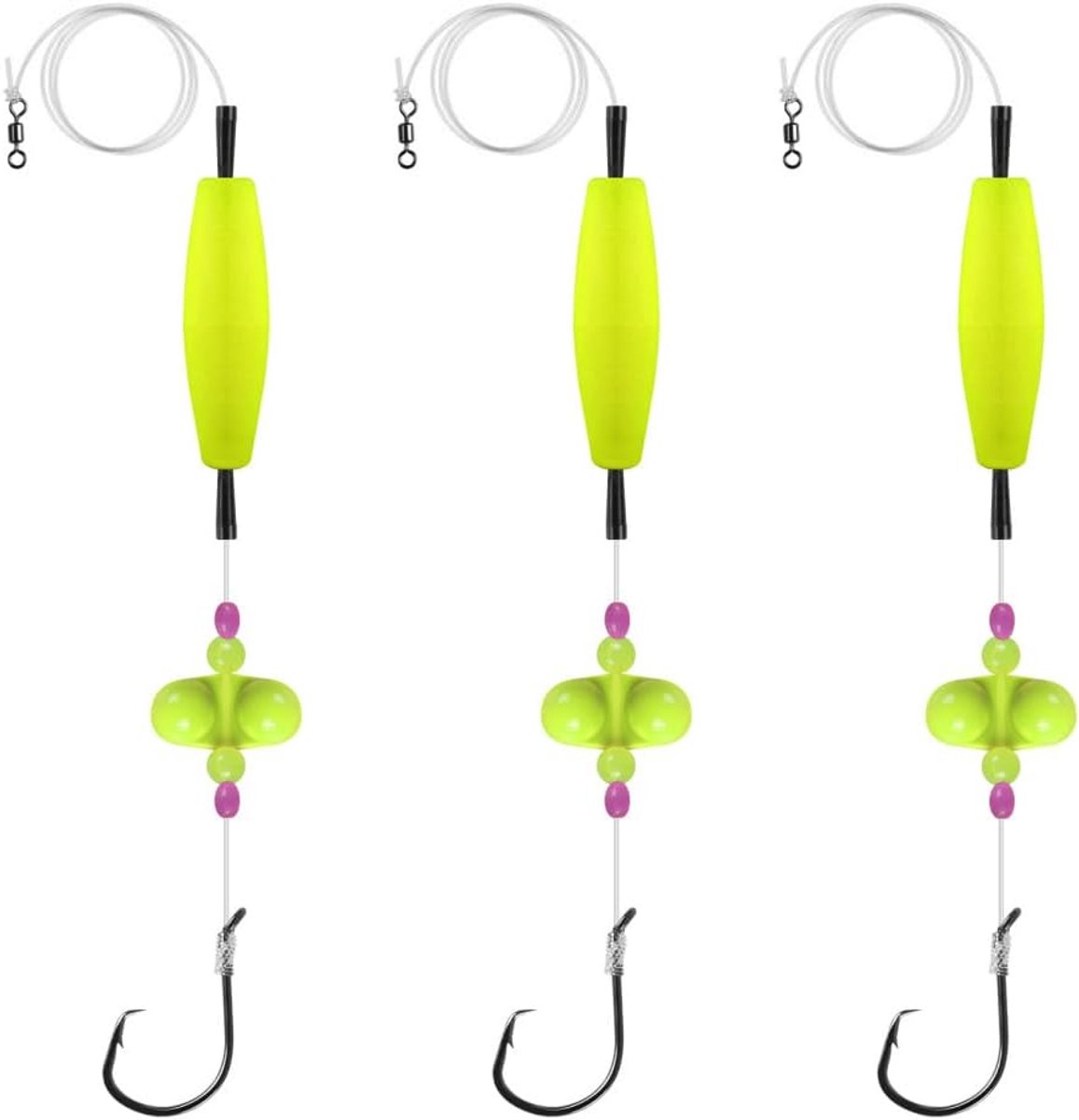 Rigs, 3 STKS Catfishing Rattler Apparatuur 6/0 8/0 Cirkel Haken Ingebouwde 2 Stalen Kralen voor Meerval Vissen
