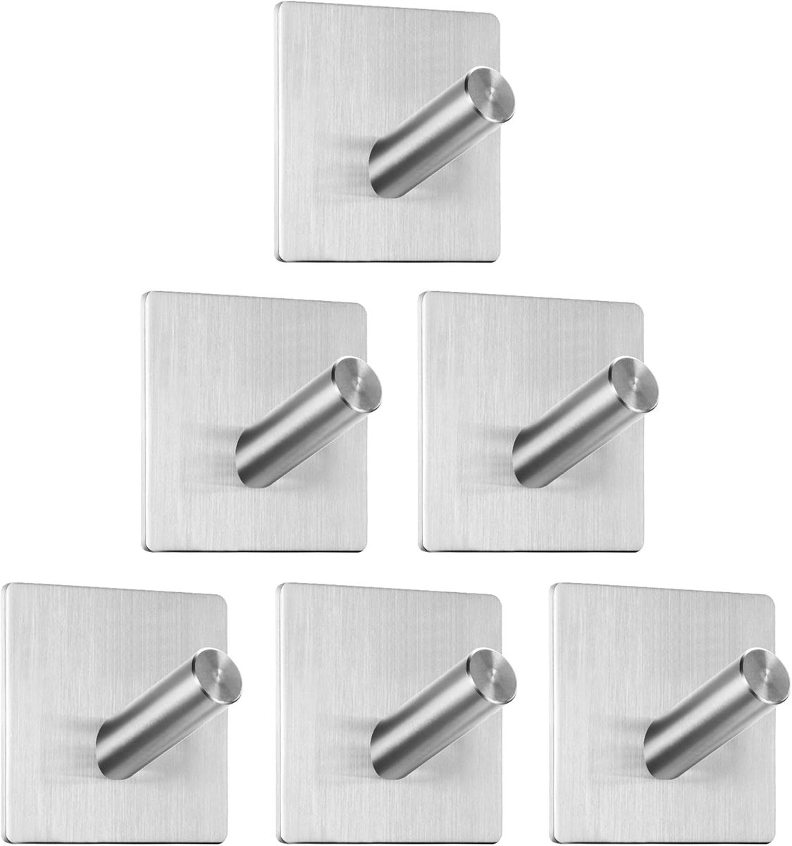 Handdoekhouder zonder boren, 6 stuks zelfklevende haken, roestvrij stalen haken, zelfklevend, extra sterk, voor badkamer en keuken
