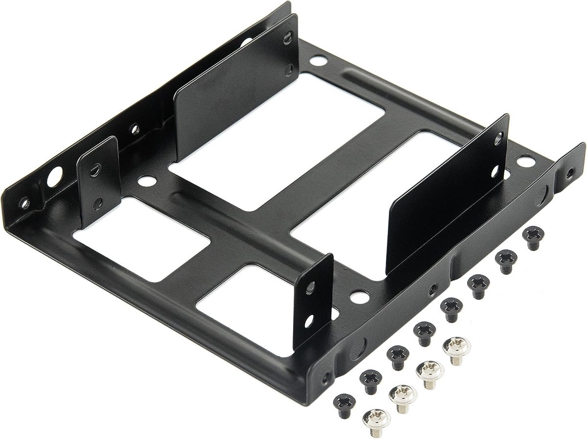 Bouwframe voor SSD HDD Harde Schijf 2,5” op 3,5” Harde Schijf Frame intern voor 1 of 2 SSDs incl. Schroeven