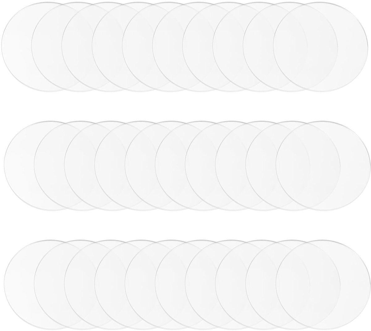 30 stuks acryl cirkels, 3,5 cm, dikke ronde acrylbladen, cirkels voor taarten, plaat, voor bewegwijzering, knutselproject, doe-het-zelf, schilderen, fotolijsten, transparant